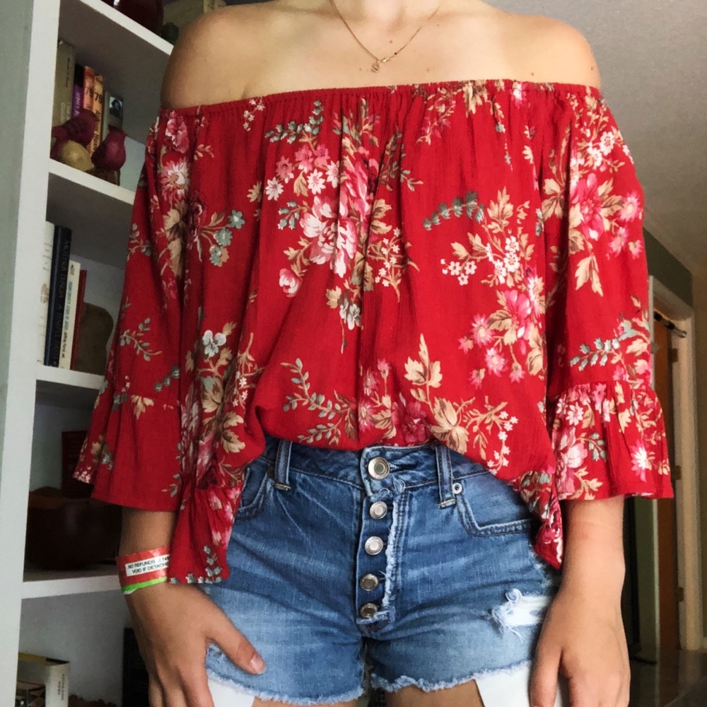 Ralph Lauren Denim & Supply Red Flower Blouse